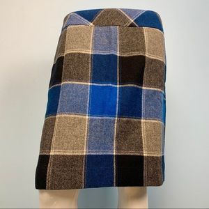 Talbots | Blue Plaid Wool Skirt | Size 6